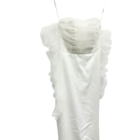Lulus Eternal Bliss White Tulle Off-the-Shoulder Bustier Maxi Dress size Small - Picture 4 of 10